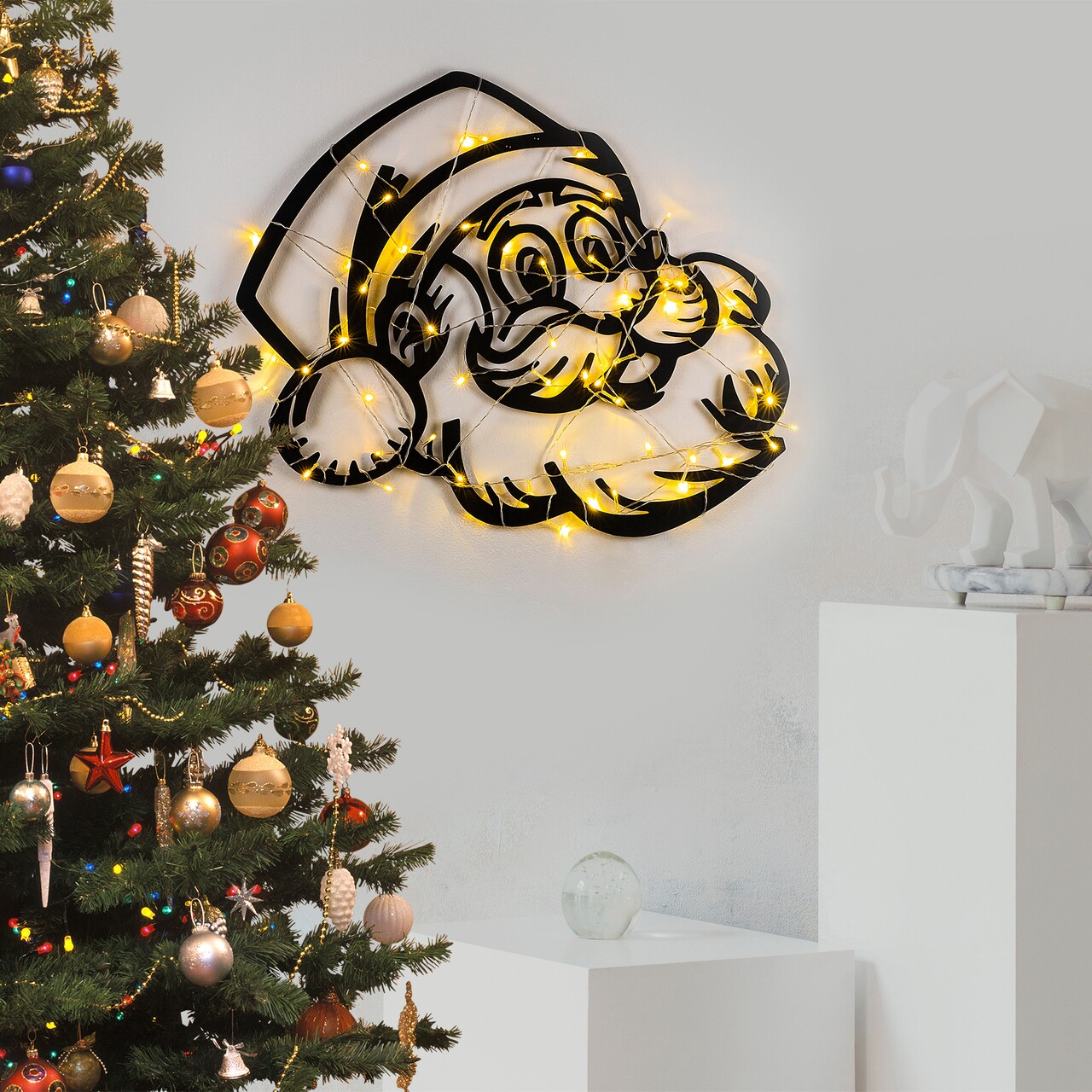 Decoratiune de luminoasa XMASBLACK-014, Tanelorn, 61x59 cm, metal, negru - imagine 7